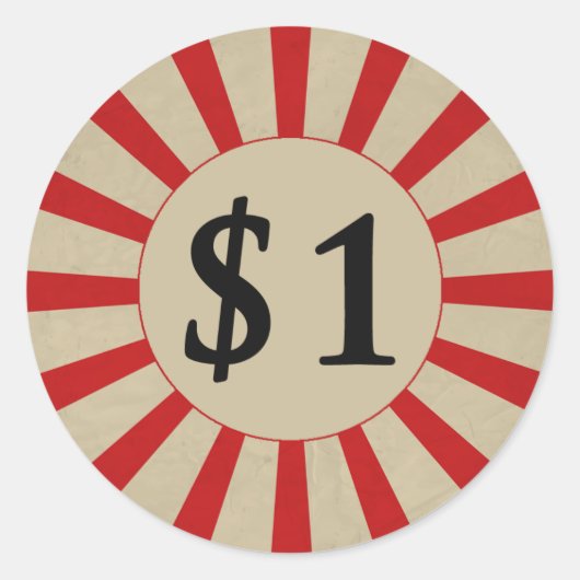 Sticker Rond Balise de prix rond brillant de 1 $ (dollar) (Devant)