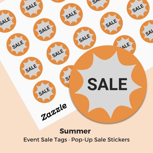 Sticker Rond Balise de vente de bulles en 9 points Orange & Gre