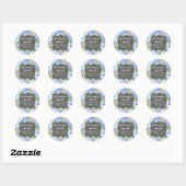 Sticker Rond Balise Fleurs bleues Parti de retraite Favoriser (Feuille)