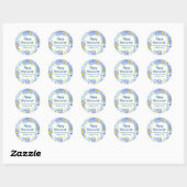 Sticker Rond Balise Fleurs bleues Parti de retraite Favoriser (Feuille)