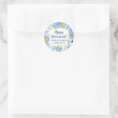 Sticker Rond Balise Fleurs bleues Parti de retraite Favoriser (Sac)