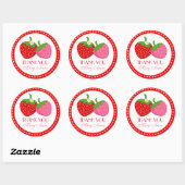 Sticker Rond Balise Fraise Merci d'été Favoriser (Feuille)