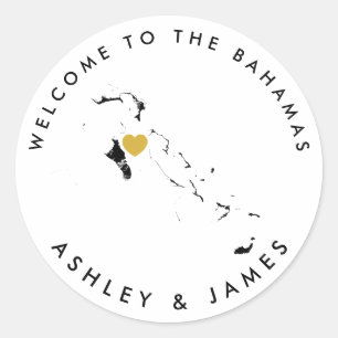 Sticker Rond Balise Mariage de bienvenue des Bahamas, noir