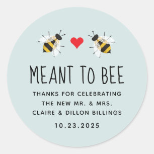 Sticker Rond Balise Meant Bleu pour Bee Honey Wedey Favor