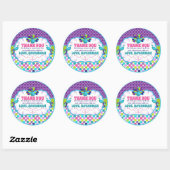 Sticker Rond Balise Merci de fête d'anniversaire de Peacock (Feuille)