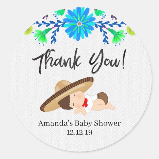 Sticker Rond Balise mexicaine Merci Muchacho Baby (Devant)
