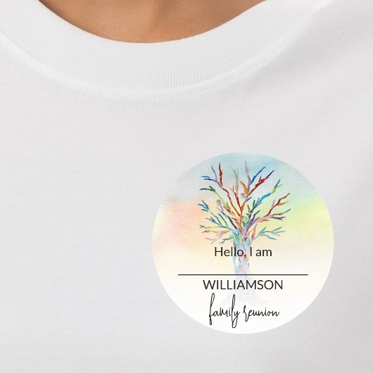 Sticker Rond Balise Nom de la famille de l'arbre généalogique