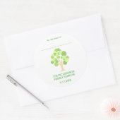 Sticker Rond Balise Nom de la famille de l'arbre vert rustique (Enveloppe)