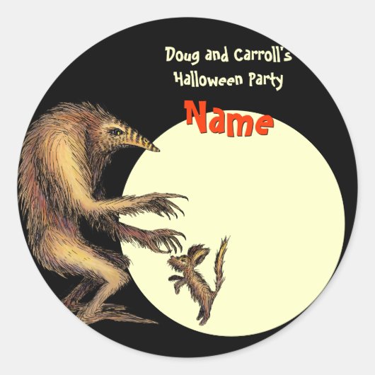 Sticker Rond Balise Nom de la partie d'Halloween - Créature vs (Devant)
