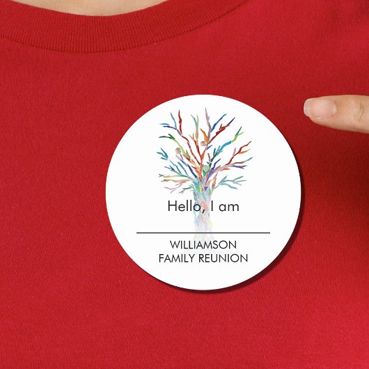 Sticker Rond Balise Nom de l'arbre généalogique de la famille d