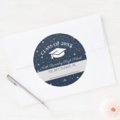 Sticker Rond Balise Nom de réunion de classe bleue (Enveloppe)