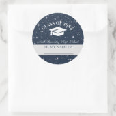 Sticker Rond Balise Nom de réunion de classe bleue (Sac)