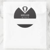 Sticker Rond Balise officielle de nom Hello noir et blanc (Sac)