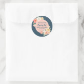 Sticker Rond Balise Peach Floral Merci pour Popping By Birthday (Sac)