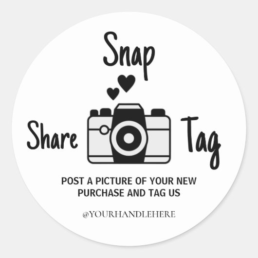 Sticker Rond Balise Snap Share Simple Camera Crafts Small Busin (Devant)