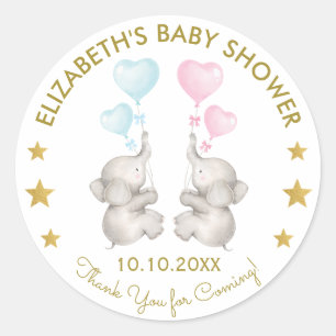Sticker Rond Balise Twins Elephant Genre Révéler bleu rose Fave