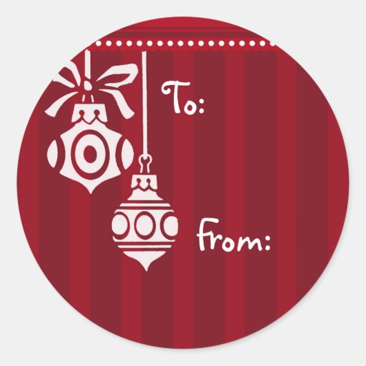 Sticker Rond Balises cadeau de Noël Rouge blanc (Devant)