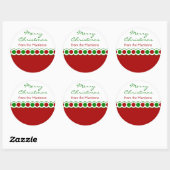 Sticker Rond Balises cadeaux de Noël Pois rouge et vert (Feuille)
