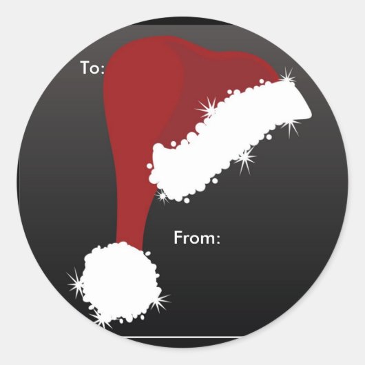 Sticker Rond Balises cadeaux de Santa Hat (Devant)