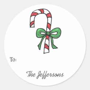 Sticker Rond Balises cadeaux Round Candycane