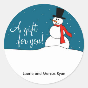Sticker Rond Balises cadeaux Snowman