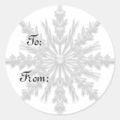 Sticker Rond Balises cadeaux White Winter Snowflake (Devant)
