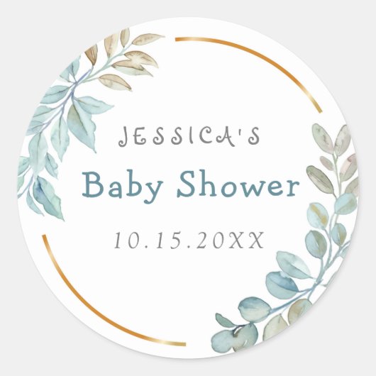 Sticker Rond Balises de préférence Baby shower aquarelle (Devant)