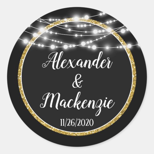 Sticker Rond Balises de préférence du Mariage d'or noir (Devant)