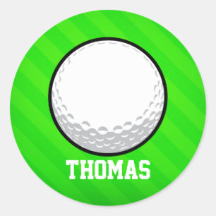 Sticker Rond Ball de golf ; Neon Green Strips