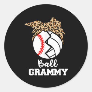 Sticker Rond Ball Grammy Amusant Baseball Volley-ball Grammy