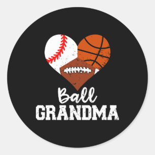 Sticker Rond Ball Grand-mère Amusant Baseball de basket-ball Fo
