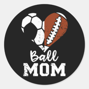 Sticker Rond Ball Maman Coeur Drôle Football Soccer Maman