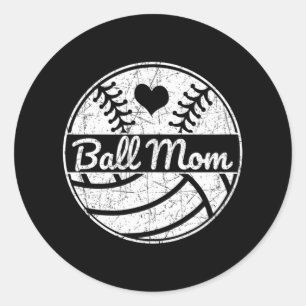 Sticker Rond Ball Maman Demi-Baseball Softball Demi-Volley