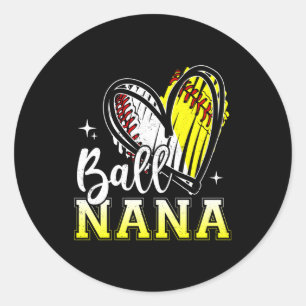 Sticker Rond Ball Nana He Baseball Softball Grand-Mère Da