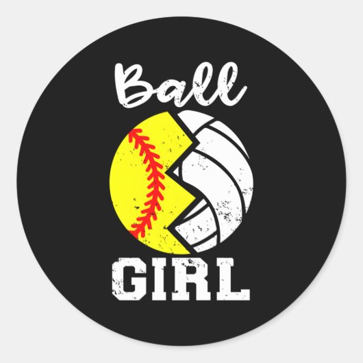 Sticker Rond Ball Softball Volleball (Devant)