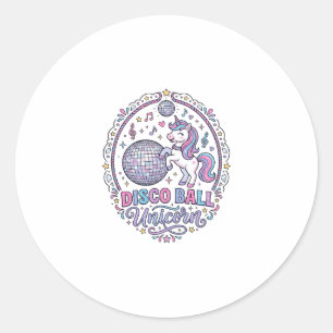 Sticker Rond Balle de disco Licorne Licorne Impression ludique 