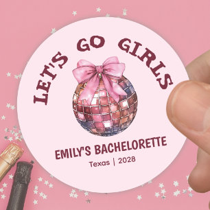 Sticker Rond Balle de discothèque rose pour enterrement de vie 