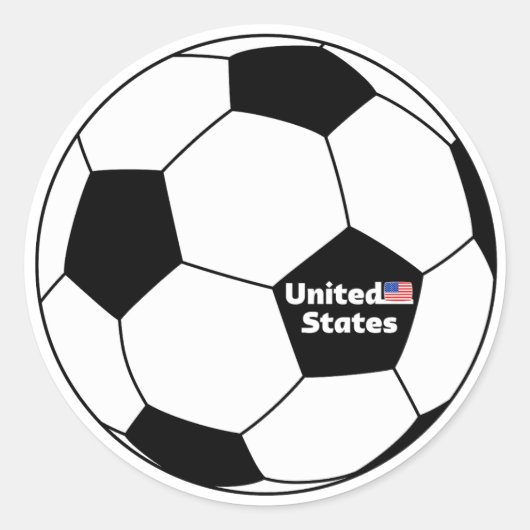 STICKER ROND BALLE DE FOOTBALL AVEC DRAPEAU USA (Devant)