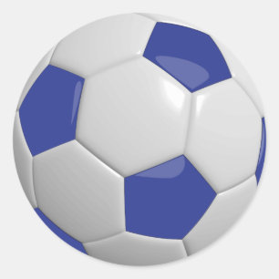 Sticker Rond Balle de football bleu foncé et blanc