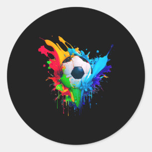 Sticker Rond Balle de football couleur cool éclaboussure d'amou