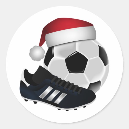 Sticker Rond Balle de football de Noël et chaussure (Devant)