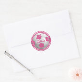 Sticker Rond Balle de football Merci d'anniversaire rose et bla (Enveloppe)