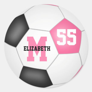Sticker Rond balle de football noir rose girly personnalisée