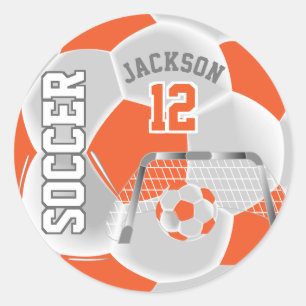 Sticker Rond Balle de football orange et blanc