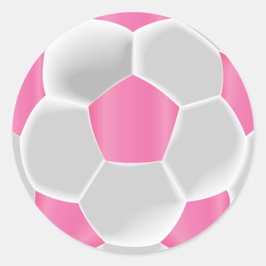 Sticker Rond Balle de football rose et blanc (Devant)