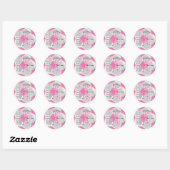 Sticker Rond Balle de football rose et blanc (Feuille)