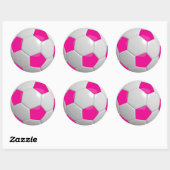 Sticker Rond Balle de football rose et blanc chaud (Feuille)