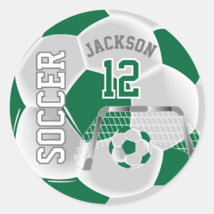 Sticker Rond Balle de football vert foncé et blanc