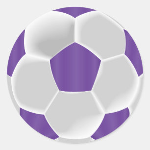 Sticker Rond Balle de football violet et blanc
