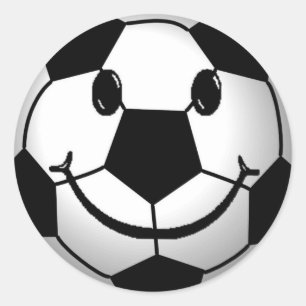 Sticker Rond Balle de football visage souriant